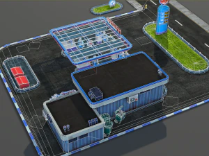gas station pack - low poly 3D Model