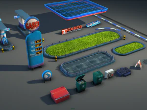 gas station pack - low poly 3D Model