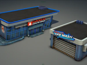 gas station pack - low poly 3D Model