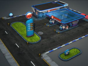 gas station pack - low poly Modelo 3D