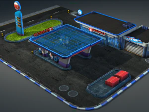 gas station pack - low poly 3D Model