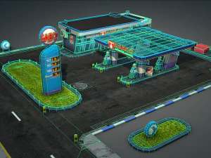 gas station pack - low poly 3D Model