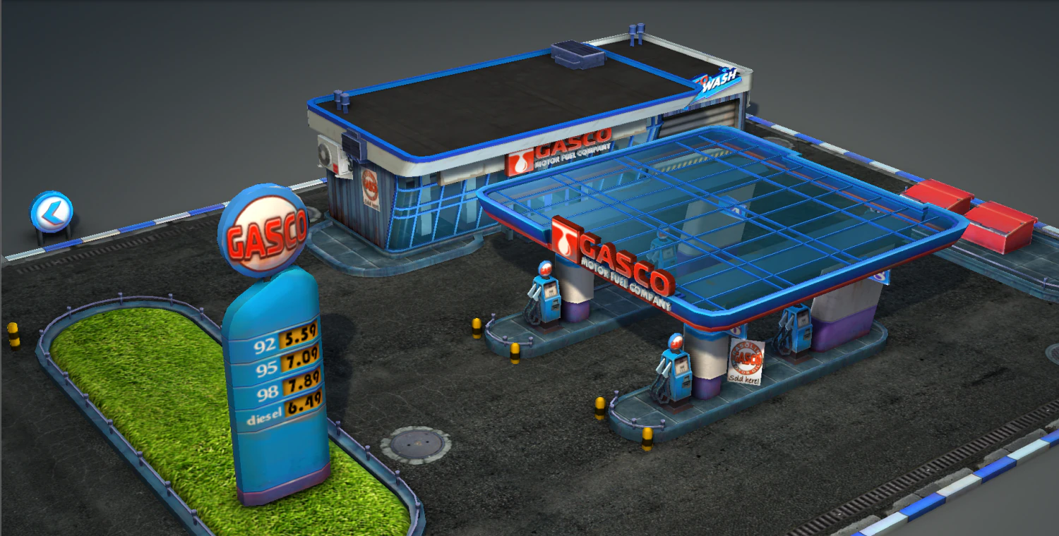 gas station pack - low poly 3D Model .c4d .max .obj .3ds .fbx .stl .blend 