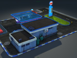 gas station pack - low poly Modelo 3D