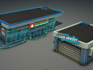 gas station pack - low poly Modelo 3D