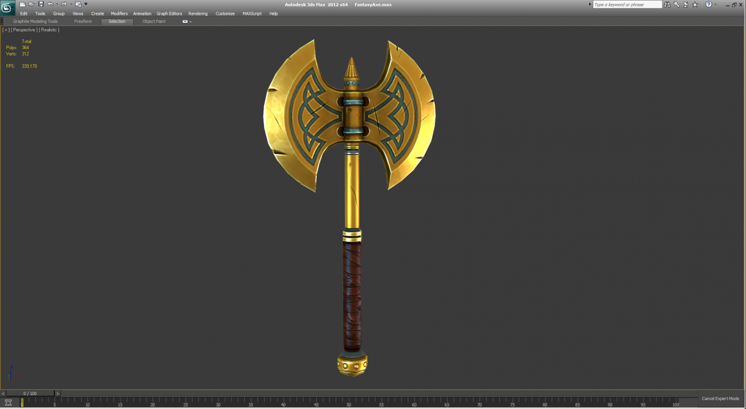 Fantasy Axe - low poly 3D Model in Melee 3DExport