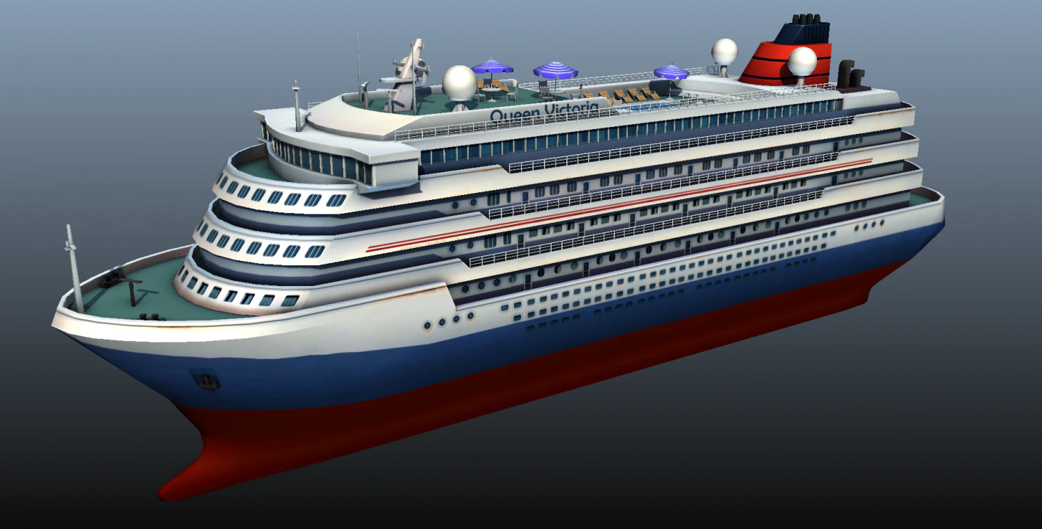 navio de cruzeiro - baixo poli Modelo 3D .c4d .max .obj .3ds .fbx .stl .blend 