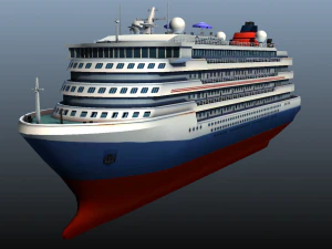 navio de cruzeiro - baixo poli Modelo 3D