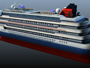 navio de cruzeiro - baixo poli Modelo 3D