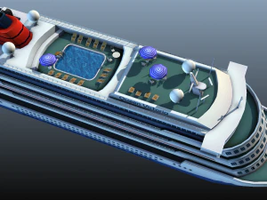 navio de cruzeiro - baixo poli Modelo 3D