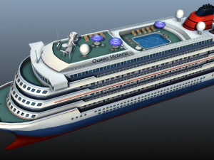 navio de cruzeiro - baixo poli Modelo 3D