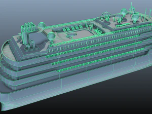 navio de cruzeiro - baixo poli Modelo 3D