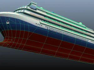 navio de cruzeiro - baixo poli Modelo 3D