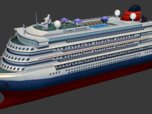 navio de cruzeiro - baixo poli Modelo 3D