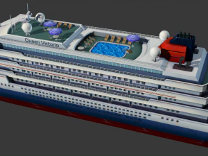 navio de cruzeiro - baixo poli Modelo 3D