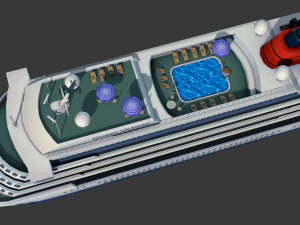 navio de cruzeiro - baixo poli Modelo 3D