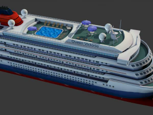 navio de cruzeiro - baixo poli Modelo 3D