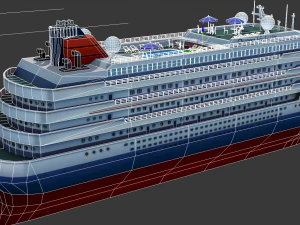 navio de cruzeiro - baixo poli Modelo 3D