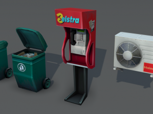 city objects - low poly Model 3D
