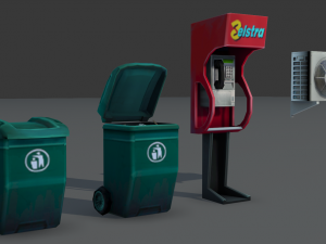 city objects - low poly Model 3D