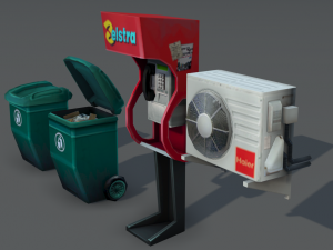 city objects - low poly Model 3D