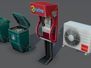 city objects - low poly Model 3D