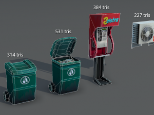 city objects - low poly Model 3D