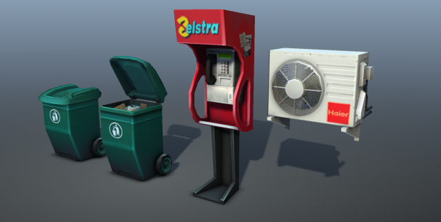 city objects - low poly Model 3D .c4d .max .obj .3ds .fbx .stl .blend
