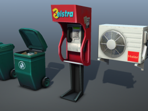 city objects - low poly 3D मॉडल
