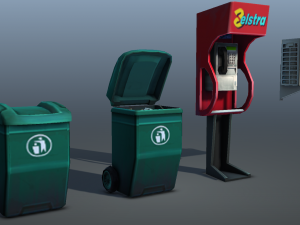 city objects - low poly Model 3D