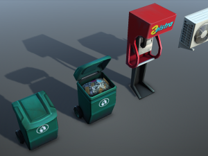 city objects - low poly Model 3D