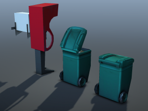 city objects - low poly Model 3D