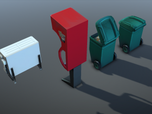 city objects - low poly Model 3D