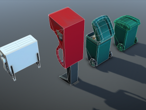 city objects - low poly Model 3D