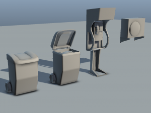 city objects - low poly Model 3D