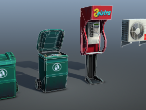 city objects - low poly Model 3D
