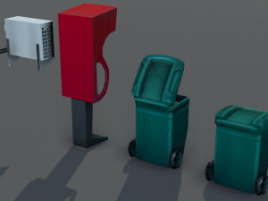 city objects - low poly Model 3D