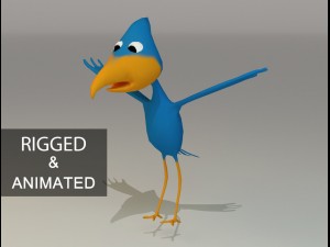 rigged low poly cartoon bird game ready 3D Model