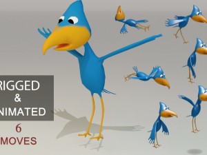 rigged low poly cartoon bird game ready 3D Model