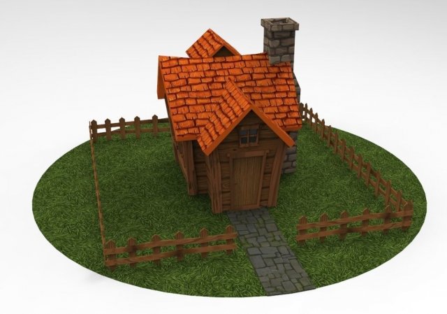 cartoon house - low poly - game ready Modèle 3D .c4d .max .obj .3ds .fbx .stl .blend 