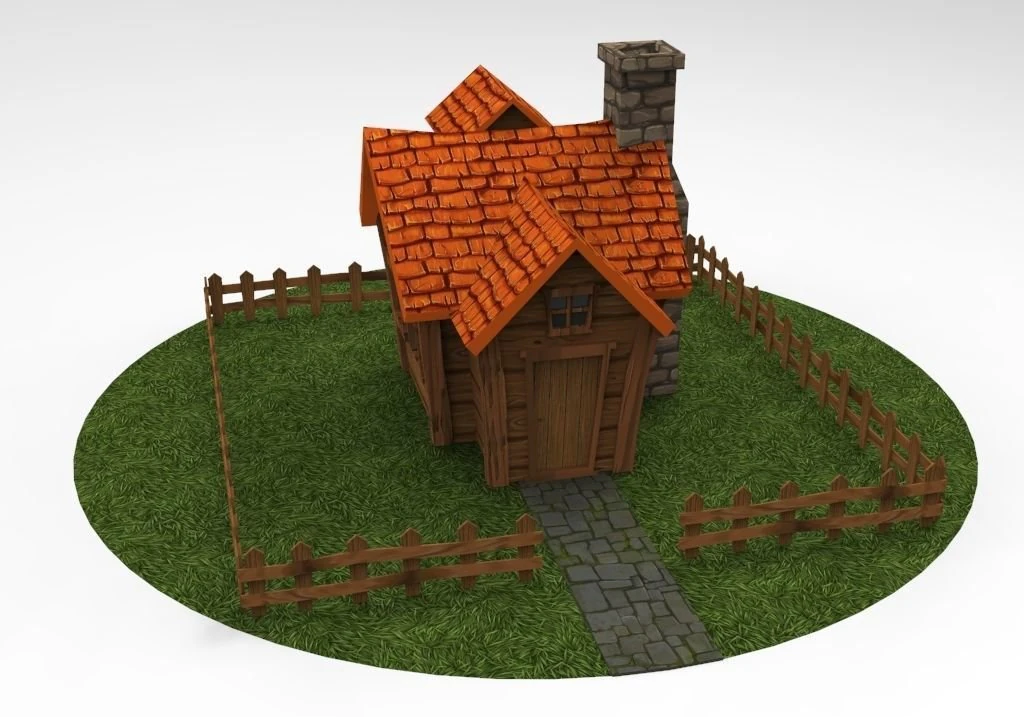 cartoon house - low poly - game ready 3D Model .c4d .max .obj .3ds .fbx .stl .blend