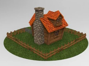 cartoon house - low poly - game ready 3D Model