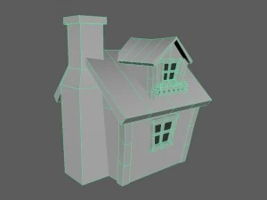 cartoon house - low poly - game ready 3D Model