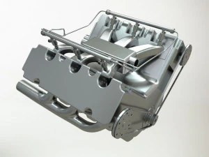 v6 car engine - fully rigged and animated 3D Model