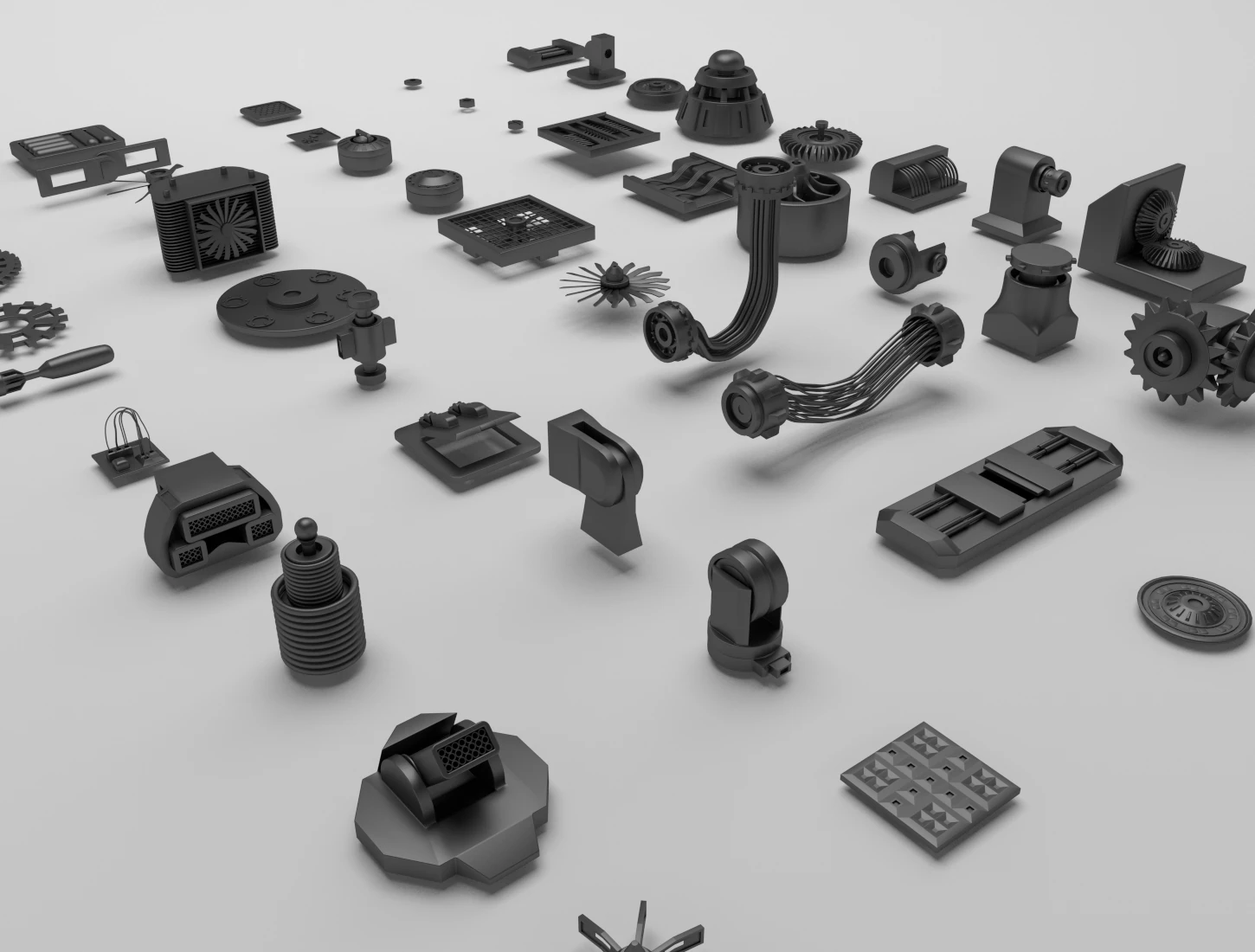 technical parts collection 3D Model .c4d .max .obj .3ds .fbx .stl .blend 