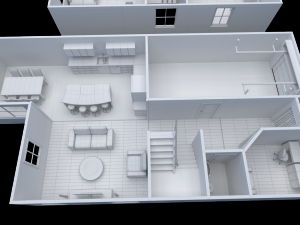 house - floor plan non-textured version 3D Model