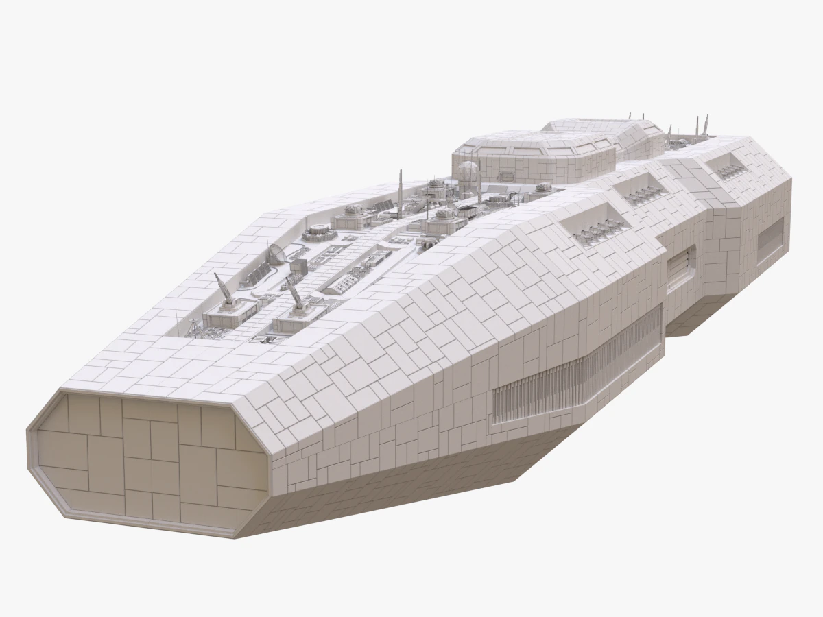 scifi battle cruiser non-textured version 3D Model .c4d .max .obj .3ds .fbx .stl .blend 