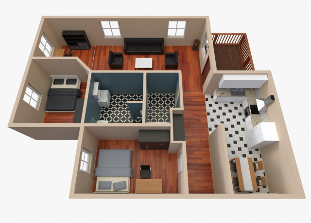 house - floor plan 2 Modello 3D .c4d .max .obj .3ds .fbx .stl .blend 
