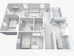 house - floor plan 2 non-textured version 3Dモデル