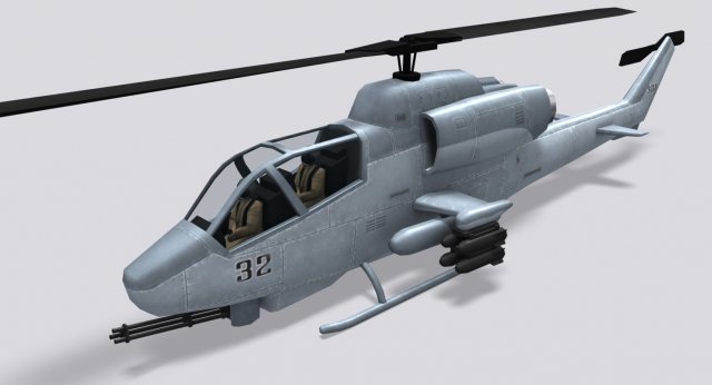 ah-1 super cobra low poly helicopter Modelo 3D .c4d .max .obj .3ds .fbx .stl .blend 